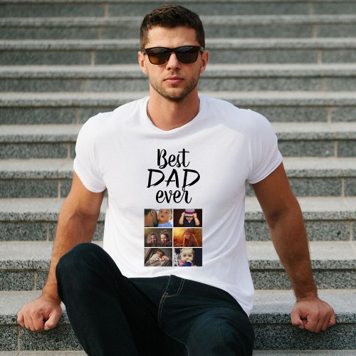 Best Dad 6 Photo Collage Family Photo  T_Shirt