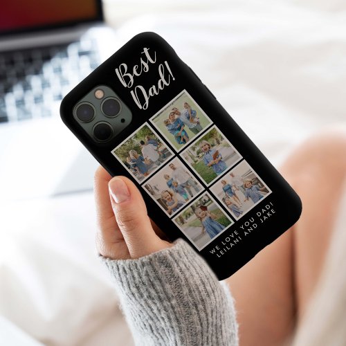 Best Dad 6 Photo Collage Modern Black Case_Mate iPhone 14 Case