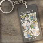 Best Dad! 6 Photos Custom Message Grey Keychain<br><div class="desc">Best dad script font with 6 family photo slots along with a custom message for your number 1 Dad.</div>