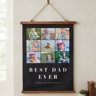 Best Dad 9 Photo Collage Hanging Tapestry