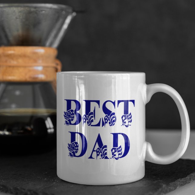 Best Dad American Flag Blue Text Coffee Mug (Creator Uploaded)