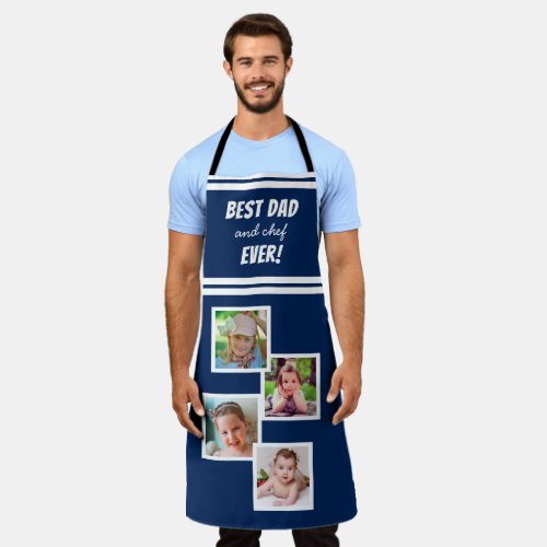 Best Dad and Chef Ever 4 Photo Collage Apron