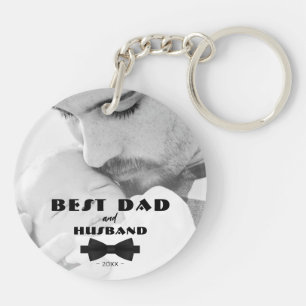 Best Dad and Husband Black Tie Elegant Photo Keychain