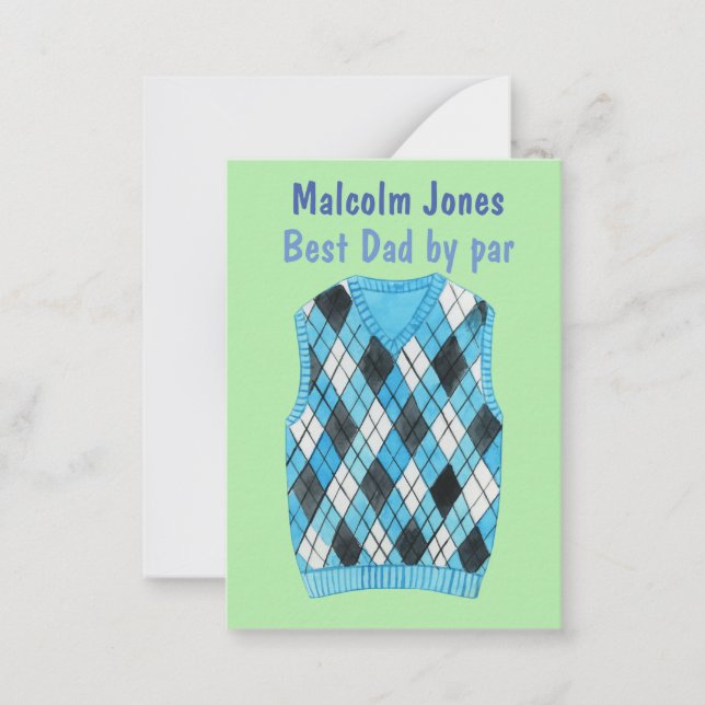 Best Dad Argyle Sweater Vest Father's Day Note Card (Front)