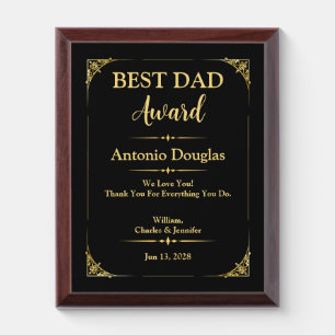 Best Dad Award Father's Day Gift   Gold & Black Plaque