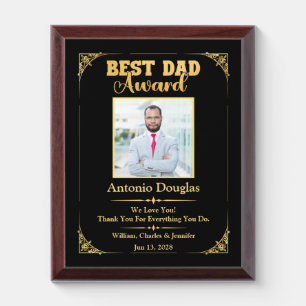 Best Dad Award Photo Father's Day   Gold & Black Plaque