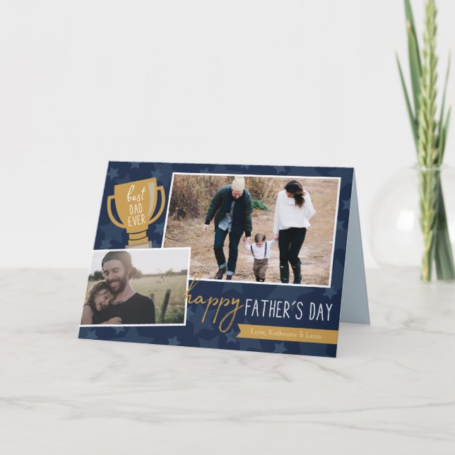 Best Dad Award Photo Greeting Card (Front)