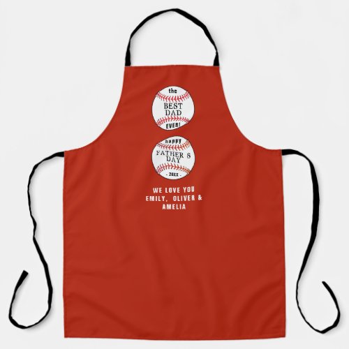 Best Dad Baseball Balls Red Happy Father`s Day Apron - Best Dad Baseball Balls Red Happy Father`s Day Apron. The text overlays the baseball balls. Add your text on the baseball balls and amke a fun apron for a father that loves baseball.