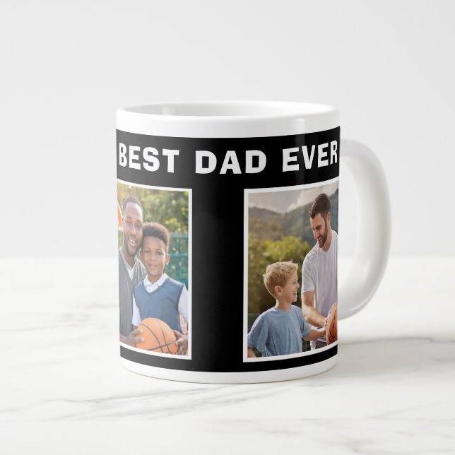 Best Dad Basketball Ball 3 Photo Collage Father Giant Coffee Mug (Front Right)