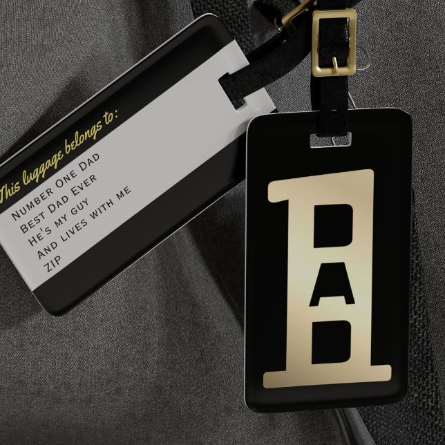 Best Dad Black and Gold Luggage Tag (He's the Number I Dad. Best Dad Ever! Add his details)