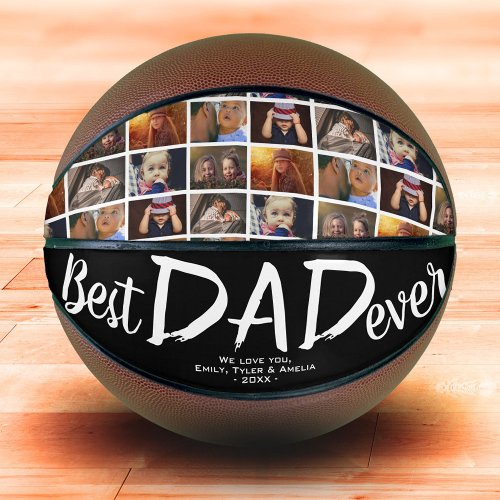 Best Dad Black Custom 6 Photo Collage Basketball
