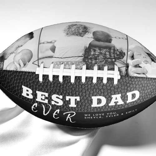 Best Dad Black Leather Print 3 Photo Collage Football
