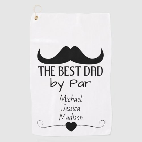 Best Dad Black Moustache Fathers Day Custom name Golf Towel