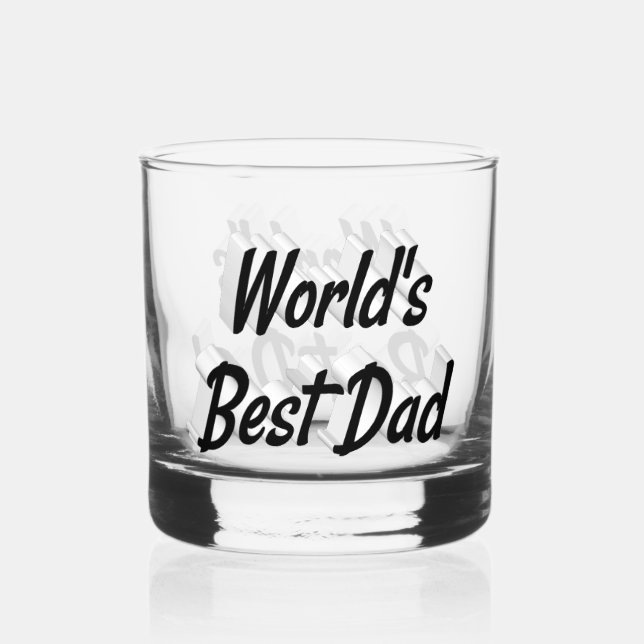Best Dad black text Fathers Day Whiskey Glass (Front)