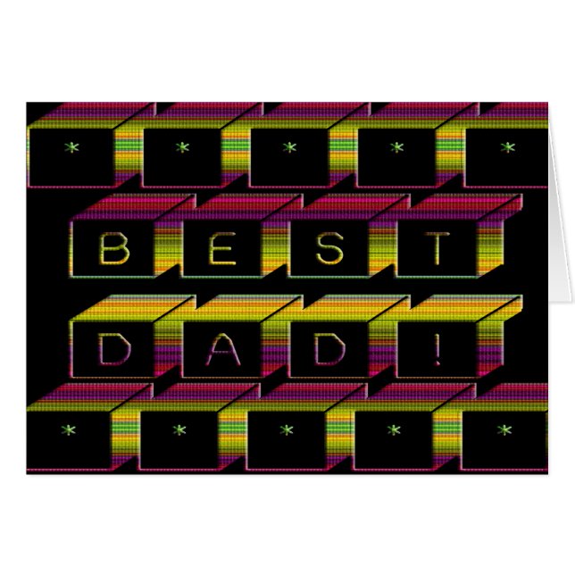 Best Dad Blocks Text Brown & Yellow Cards (Front Horizontal)
