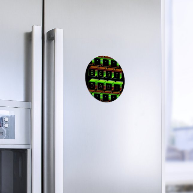 Best Dad Blocks Text Brown & Yellow Magnet (Creator Uploaded)