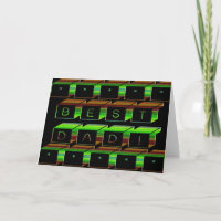 Best Dad Blocks Text Green and Brown Card