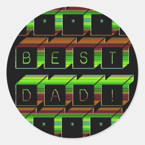 Best Dad Blocks Text Green and Brown Classic Round Sticker