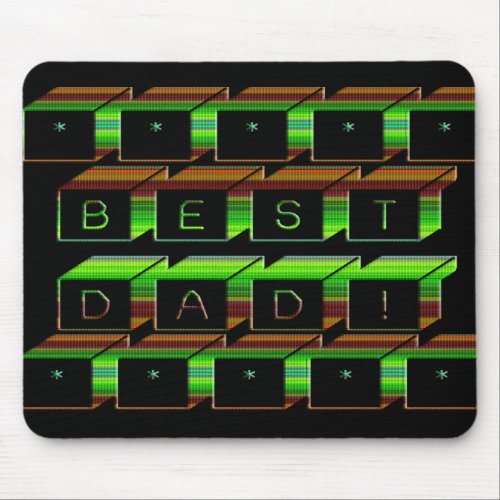Best Dad Blocks Text Green and Brown Mouse Pad