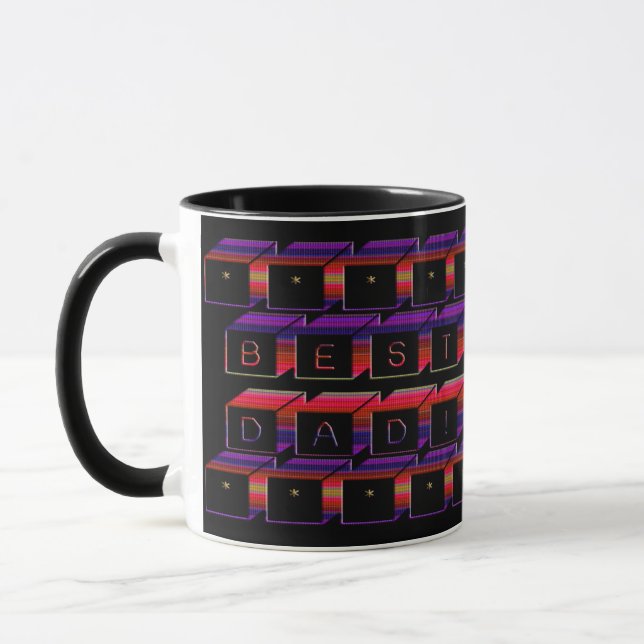 Best Dad Blocks Text Red & Purple Mug (Left)