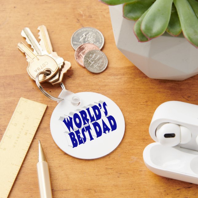 Best Dad blue 3d text  Keychain (Desk)