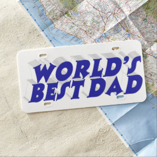 Best Dad blue 3d text License Plate
