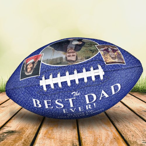 Best Dad Blue Leather Fathers Day 3 Photo Collage Football