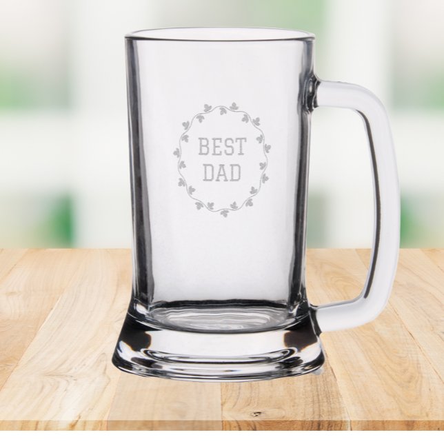 Best Dad Bold Letters Ivy Leaf Wreath Stein (In Situ)