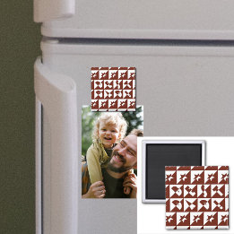 Best Dad Brown Red Pattern Magnet