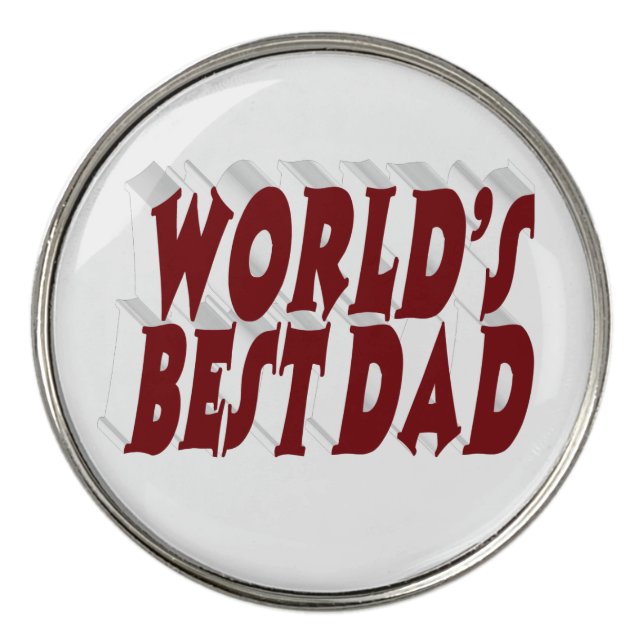 Best Dad burgundy 3d text Golf Ball Marker (Front)