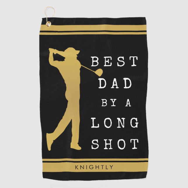 BEST DAD BY A LONG SHOT Personalized Golf Towel (Front)