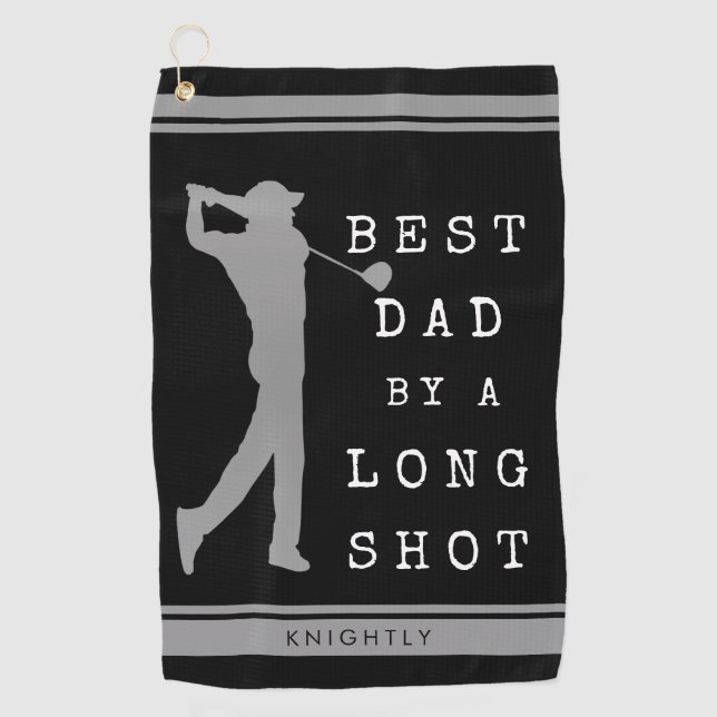BEST DAD BY A LONG SHOT Personalized Golf Towel (Front)