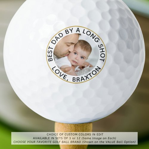 BEST DAD BY A LONG SHOT Photo Personalized Golf Balls