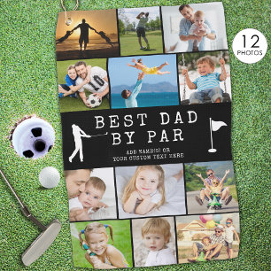 BEST DAD BY PAR 12 Photo Collage Personalized Golf Towel