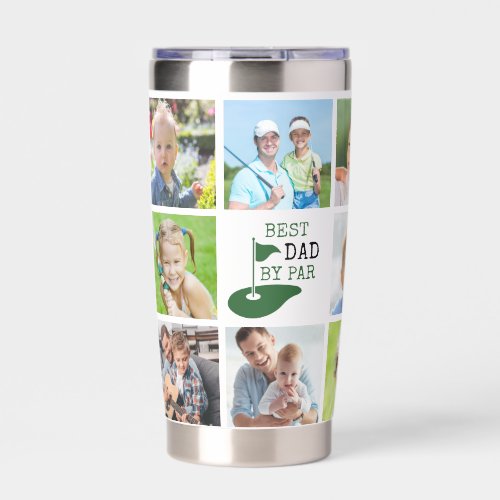 Best Dad by Par 13 Photo Collage Golf Insulated Tumbler