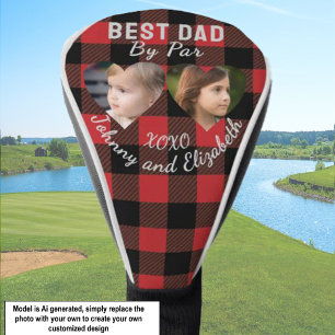 Best Dad By Par 2 Kids Photo Collage Golfer Gift Golf Head Cover