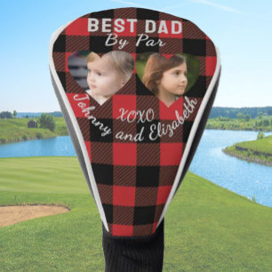 Best Dad By Par 2 Kids Photo Collage Golfer Gift Golf Head Cover