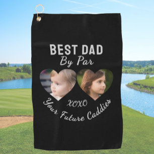 Best Dad By Par 2 Kids Photo Collage Personalized Golf Towel