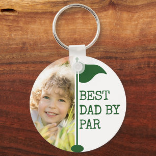 Best Dad By Par 2 Photos Golf Flag Keepsake Keychain