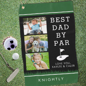 BEST DAD BY PAR 3 Photo Collage Personalized Golf Towel