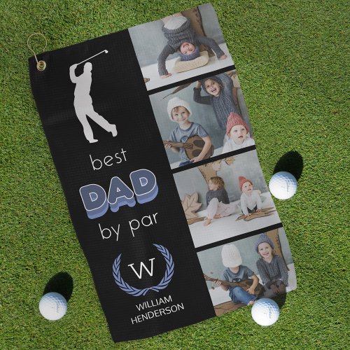 Best Dad By Par 4 Photo Monogram Golf Towel