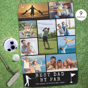 BEST DAD BY PAR 9 Photo Collage Personalized Golf Towel