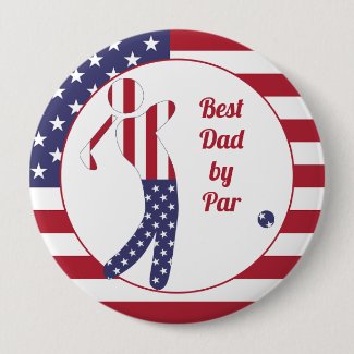 Best Dad by Par | American Flag Golf Player Button