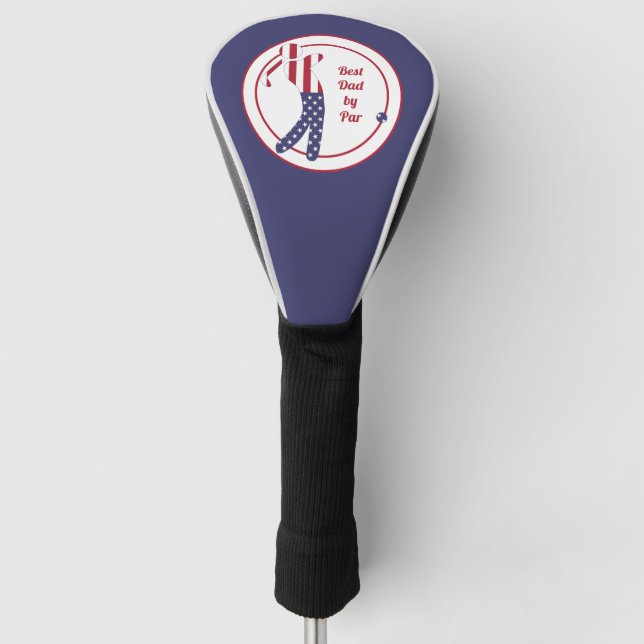Best Dad by Par | American Flag Golf Player Golf Head Cover (Front)