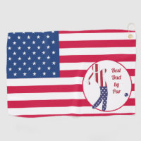 Best Dad by Par | American Flag Golf Player Golf Towel