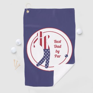 Best Dad by Par | American Flag Golf Player Golf Towel