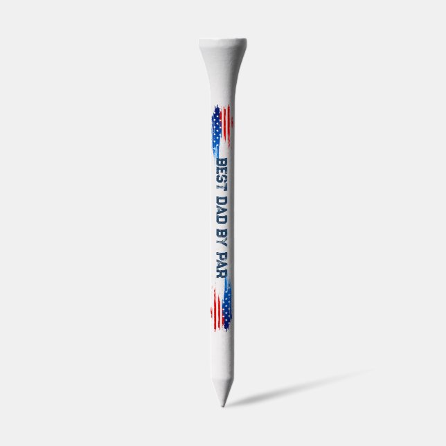Best Dad By Par American Flag Patriotic Design Golf Tees (Side)