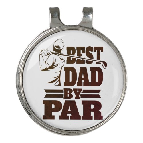 Best Dad by Par brown golfing silhouette Fathers Golf Hat Clip