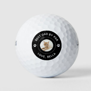 Best Dad By Par Cat Paw Print Photo Text Golf Pun Balls