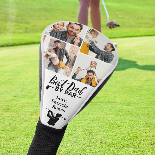 Best Dad by Par Custom 4 Photo Father's day  Golf Head Cover (Creator Uploaded)